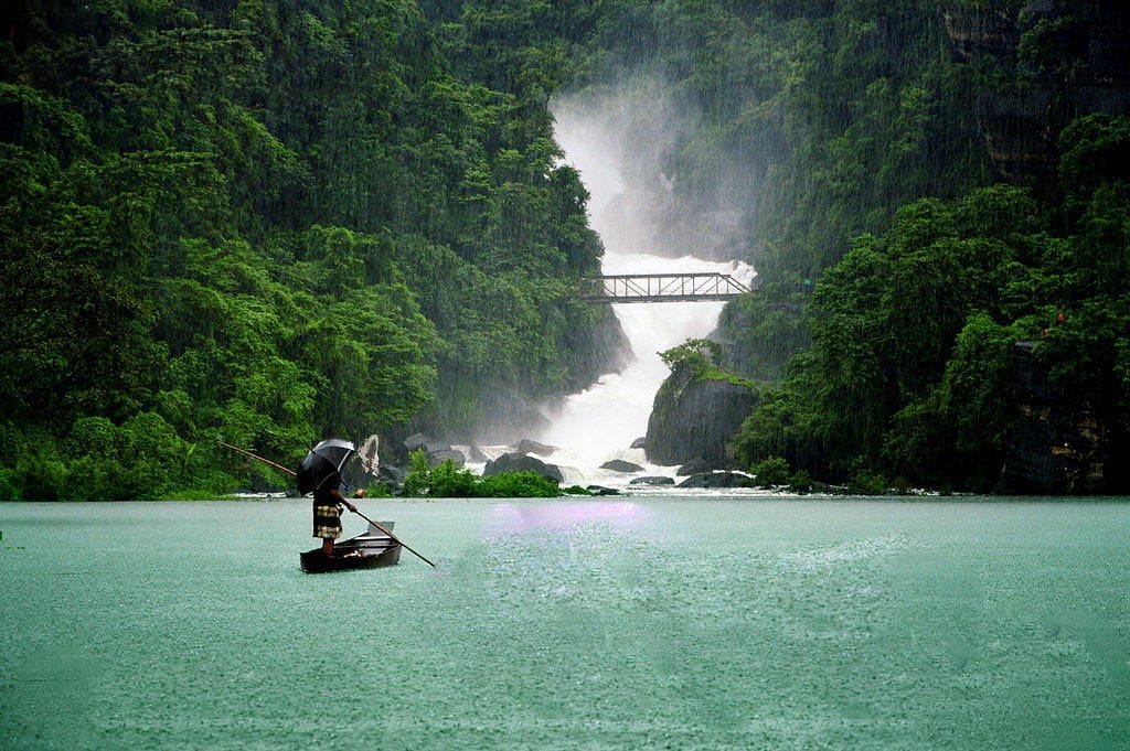 Rain over Sylhet — waterfall and bridge